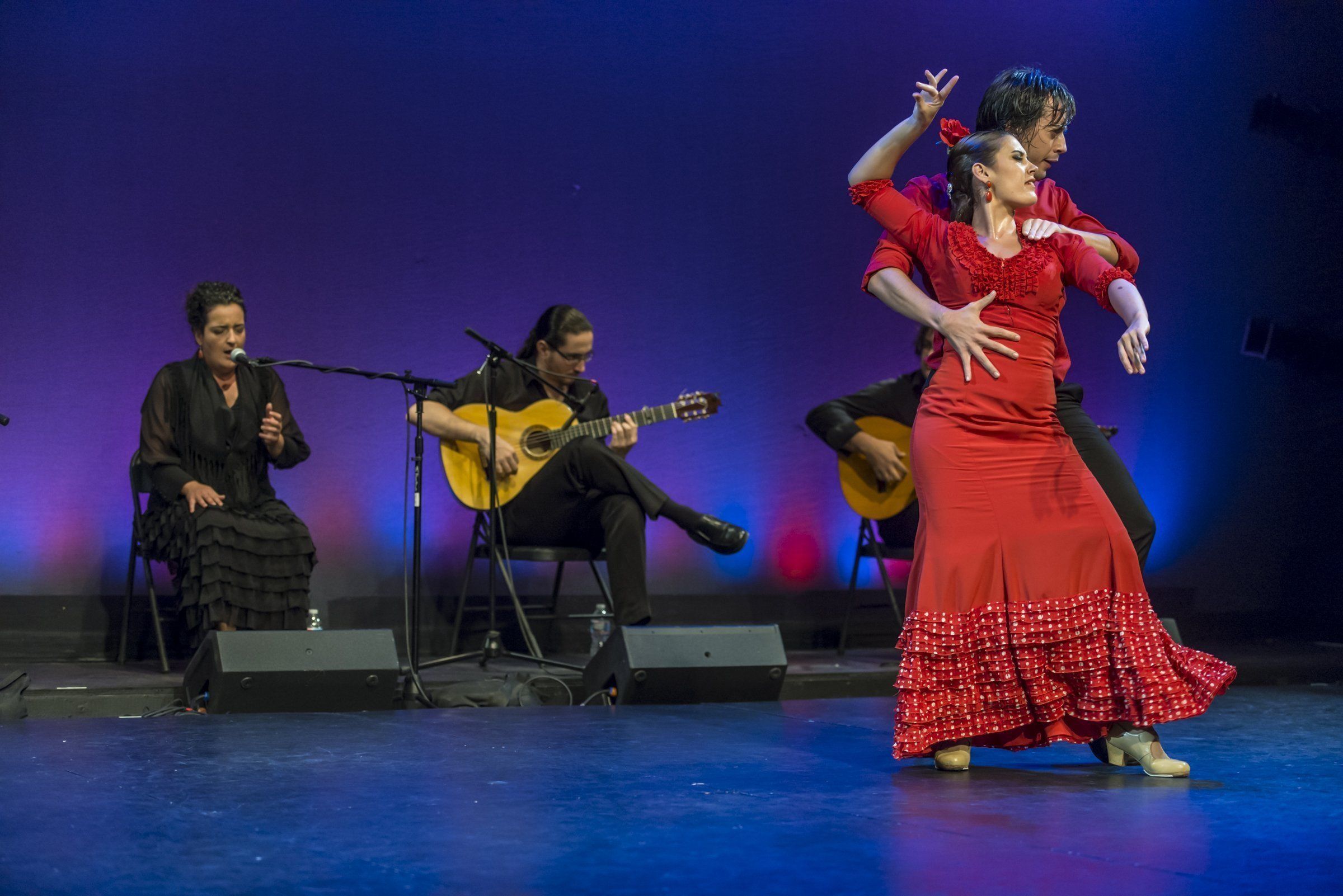 Stunning! Sensual! Sizzling!
Ninth Annual Flamenco Festival at GALA With artists from Spain and the United States Nov 8 – 17, 2013
Washington, D.C. – GALA’s acclaimed flamenco festival is here for its ninth year with Honorary Producers Lynne and Joseph Horning. Fuego Flamenco IX is an exploration of traditional flamenco, its breadth and diversity through contemporary expressions, and its impact in the United States. This year’s attractions include the world premiere of One Plus One created by Edwin Aparicio and Aleksey Kulikov for D.C.’s Flamenco Aparicio Dance Company, and the United States premiere of Templanza, choreographed and performed by the sensual duo José Jurado with dancer Isabel Rodríguez of the Fundación Conservatorio Flamenco Casa Patas of Madrid. In addition, the festival will include Flamenco en Familia, free interactive demonstrations of various aspects of flamenco for children and families. New this year is a special screening of the documentary Sobre las Olas – A History of Flamenco in the U.S. The expanded festival is made possible with generous support from Lynne and Joseph Horning, the Horning Family Fund of the Community Foundation for the National Capital Region, the Embassy of Spain in Washington, D.C., Spain Arts & Culture, and Spain-USA Foundation.
FLAMENCO APARICIO DANCE COMPANY
Fuego Flamenco IX opens with the world premiere of One Plus One, choreographed and directed by Edwin Aparicio and Aleksey Kulikov. This new work features dancers Edwin Aparicio, Norberto Chamizo from Madrid, Spain, Genevieve Guinn from Austin, Texas, and Anna Menéndez from Baltimore, Maryland, and singer Amparo Heredia “La Repompilla” from Malaga, Spain. Performances are on Friday, November 8 and Saturday, November 9 at 8 pm and Sunday, November 10 at 2 pm.
The personal lives of Aparicio and Kulikov serve an inspiration for One Plus One. After living together for over a decade, they were legally married in July of this year. Understanding a